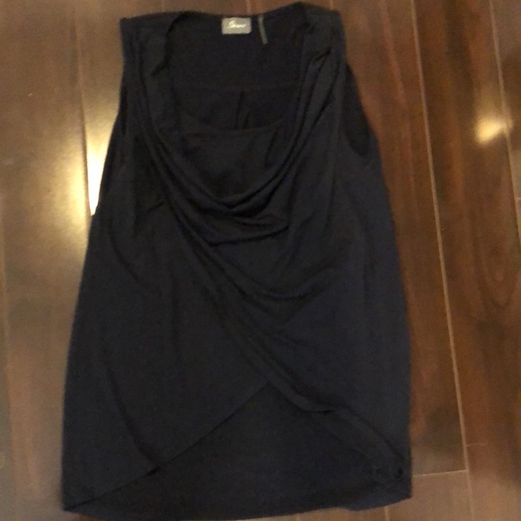 Strazzi small navy blue sleeveless long top with cowl neck & overlapped bottom - Picture 4 of 7